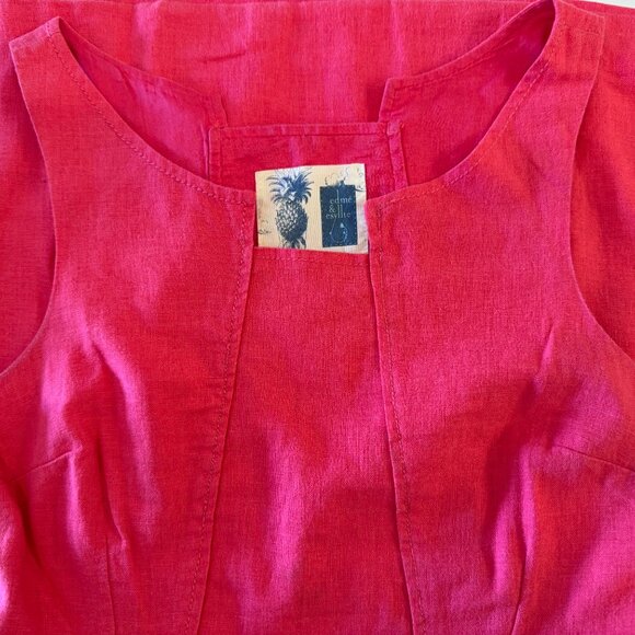 Anthropologie Edme & Esyllte Barbiecore Hot Pink Sleeveless Linen Sheat (Size 0) - Picture 5 of 6